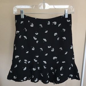 Forever 21 Black Floral Miniskirt with White Flowers